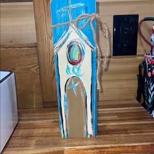 Rustic Blue and Brown Wooden Church Decor